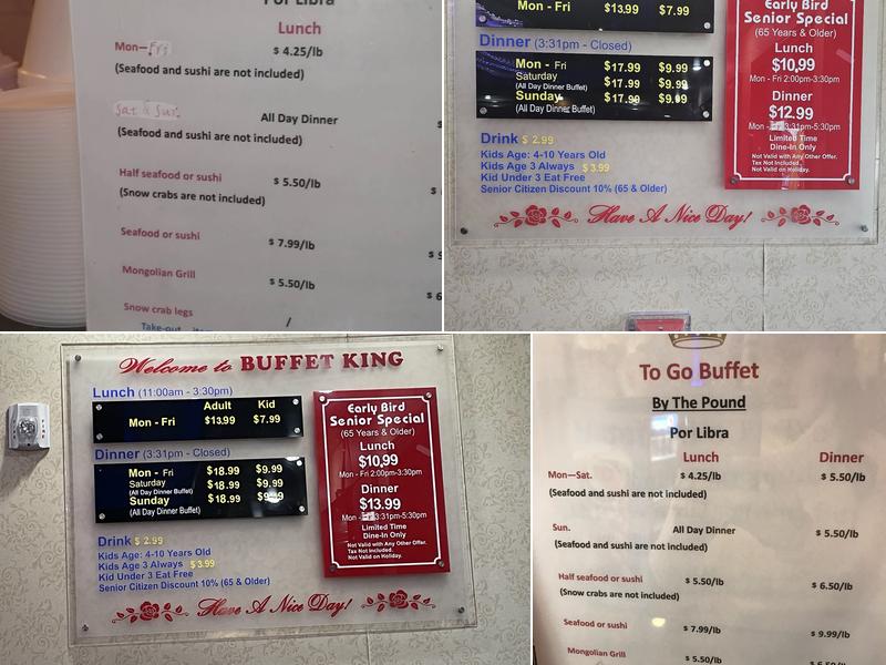 Buffet King Menu