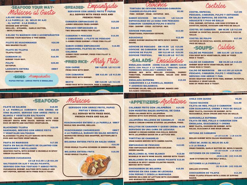 Sabor Mexican Kitchen & Seafood Menu