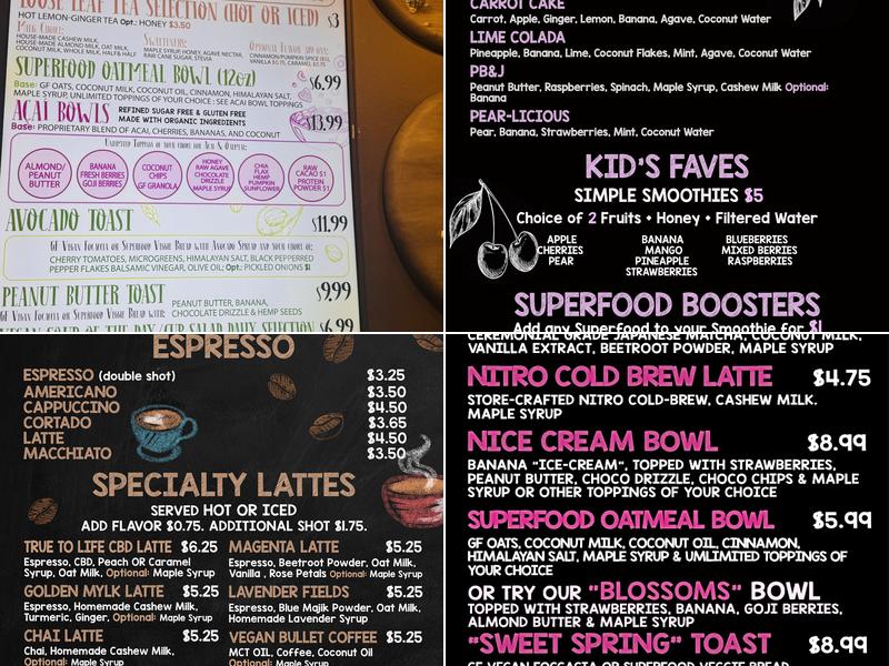 Green Point Juicery: Organic Juice Bar Menu