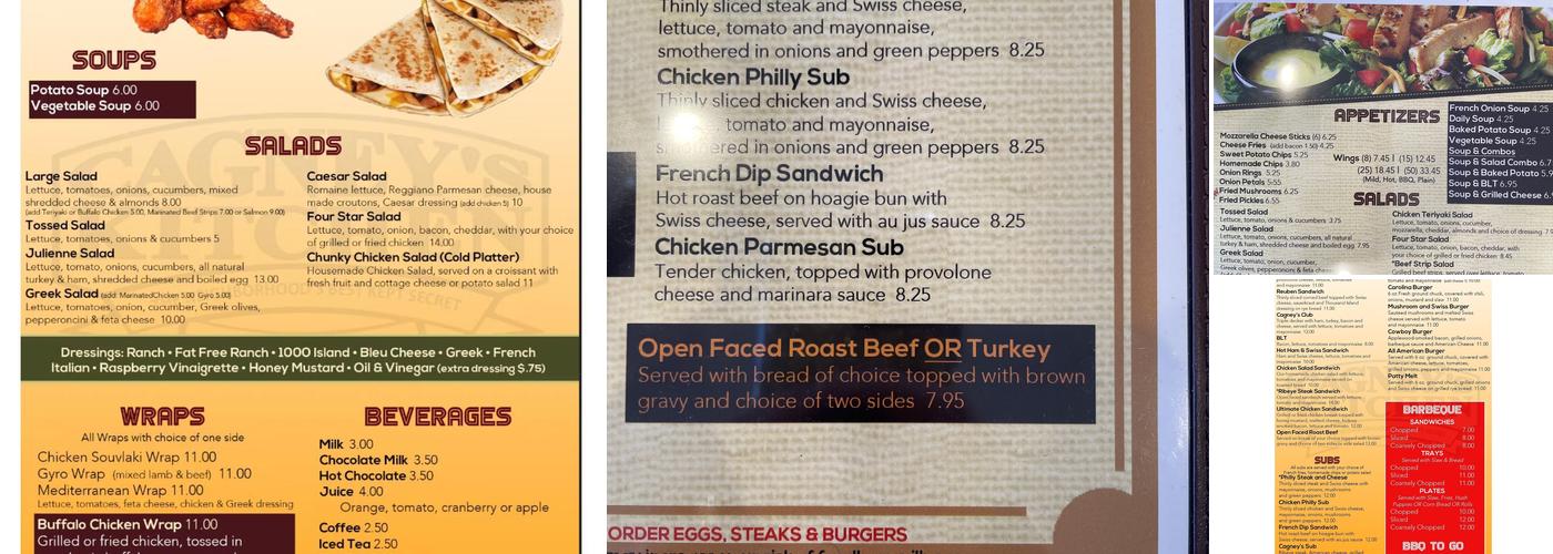 Cagney's Kitchen - Granite Quarry Menu