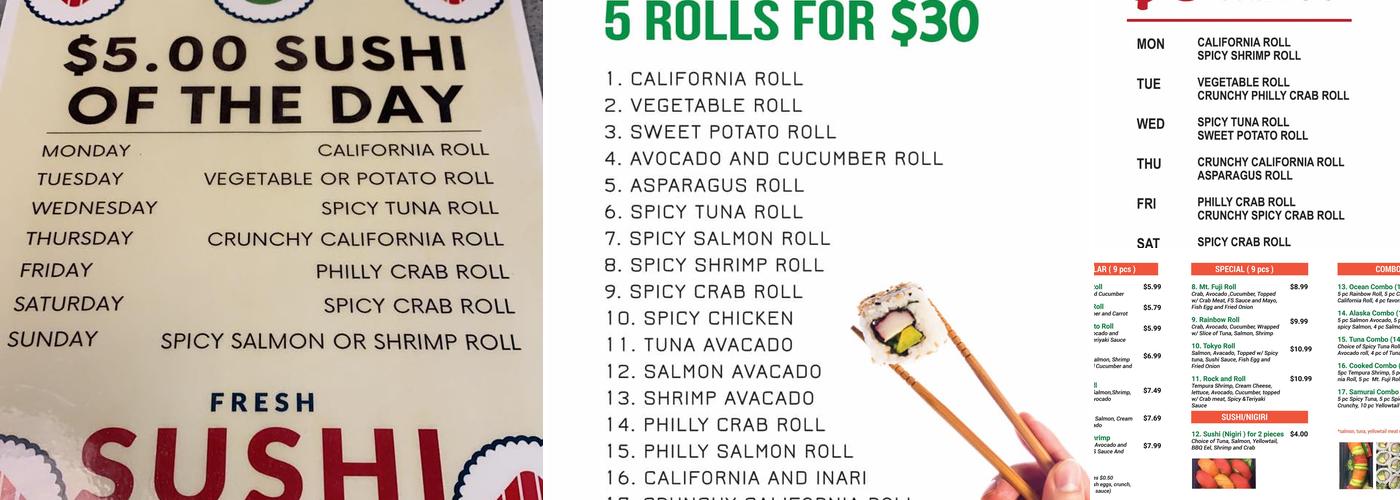 Fresh Sushi and More Menu