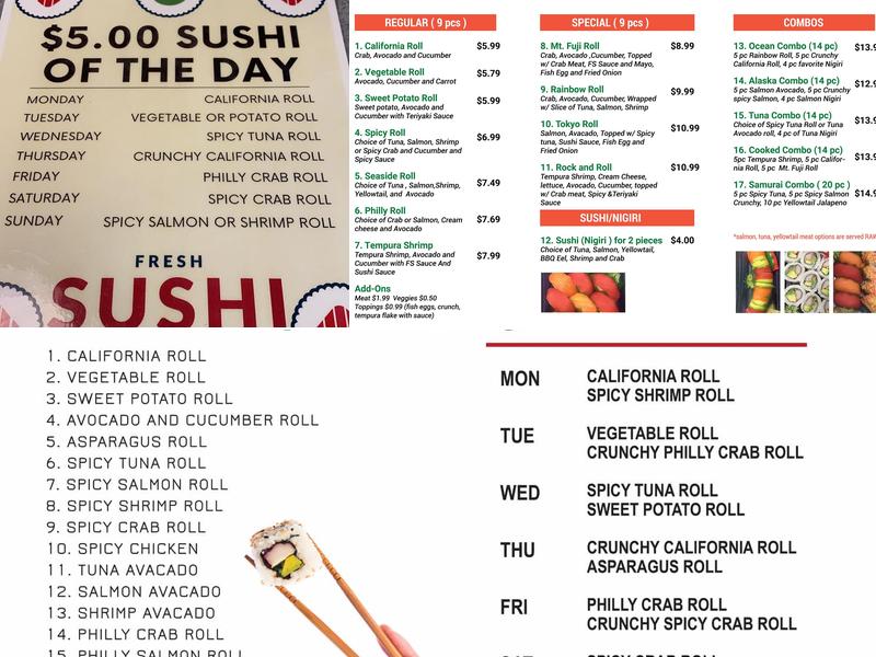 Fresh Sushi and More Menu