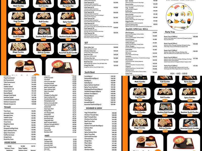 Hashi Sushi Japanese Restaurant Menu