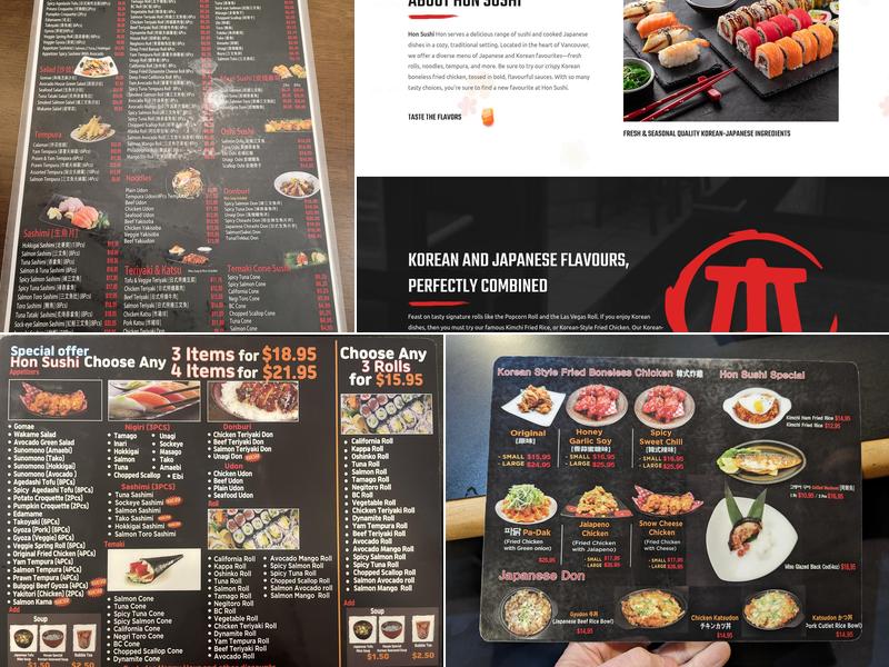 Hon Sushi Menu