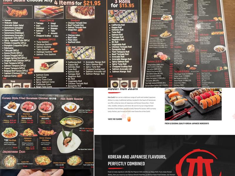 Hon Sushi Menu
