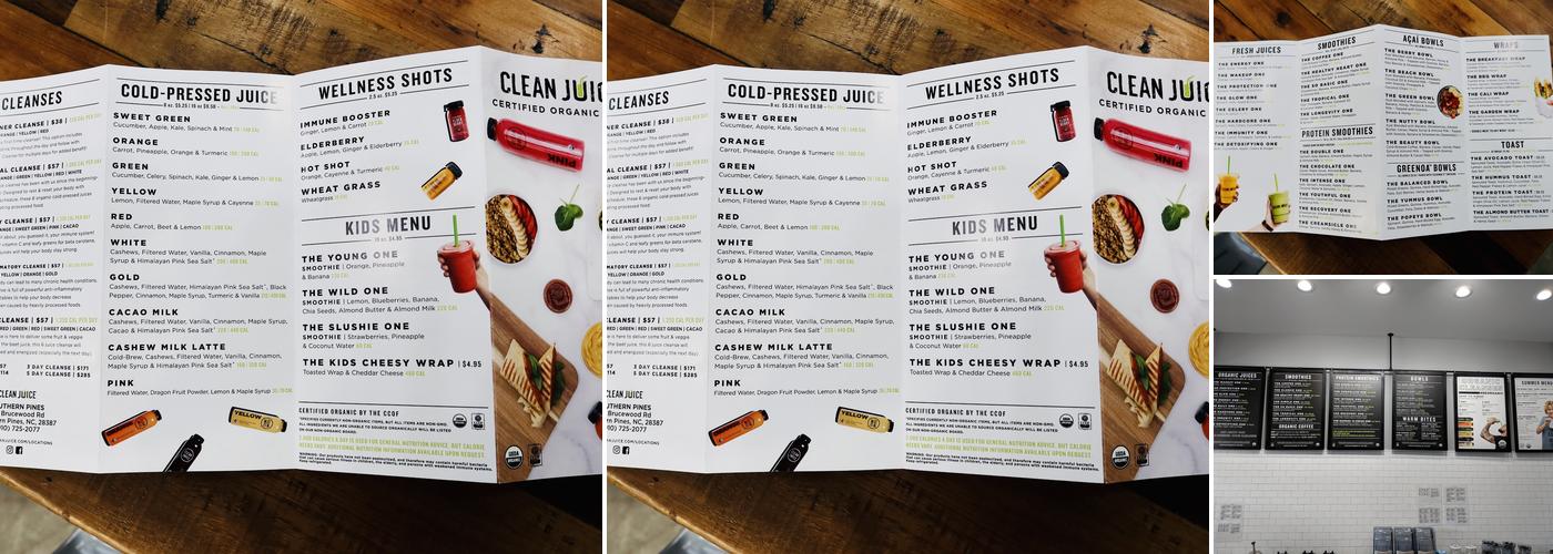 Clean Juice Menu