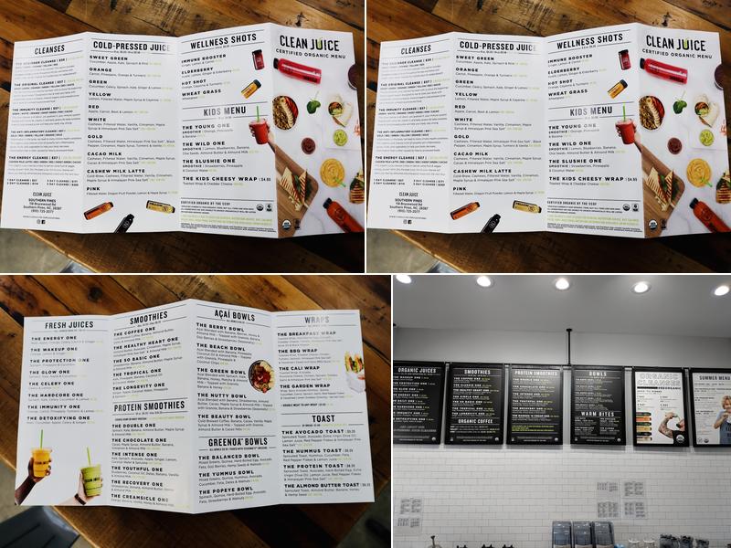 Clean Juice Menu