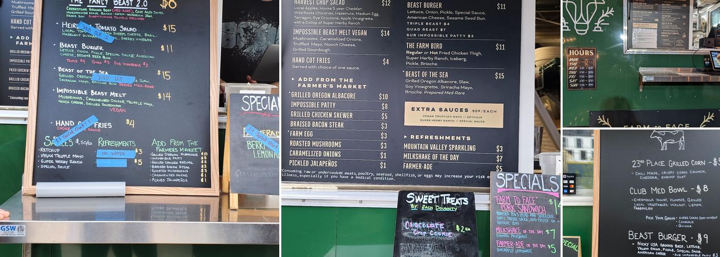 Farmer and the Beast- NW Portland Menu