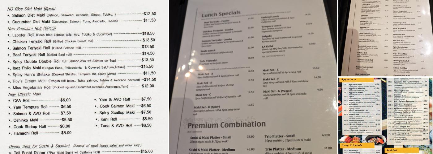 ArooWha Menu