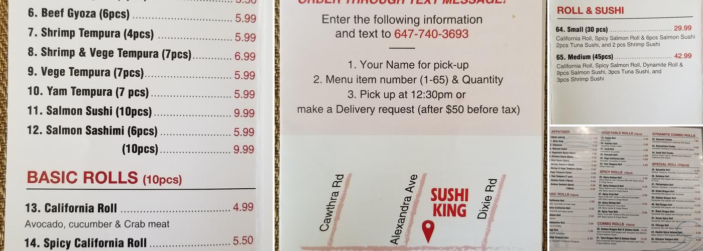 SUSHI KING Menu