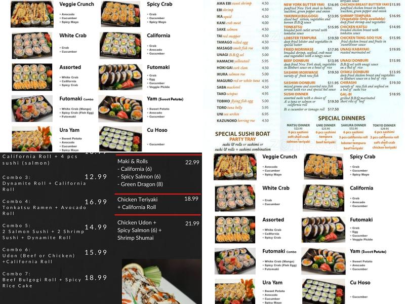 Sakura Ichiban Sushi Express Menu