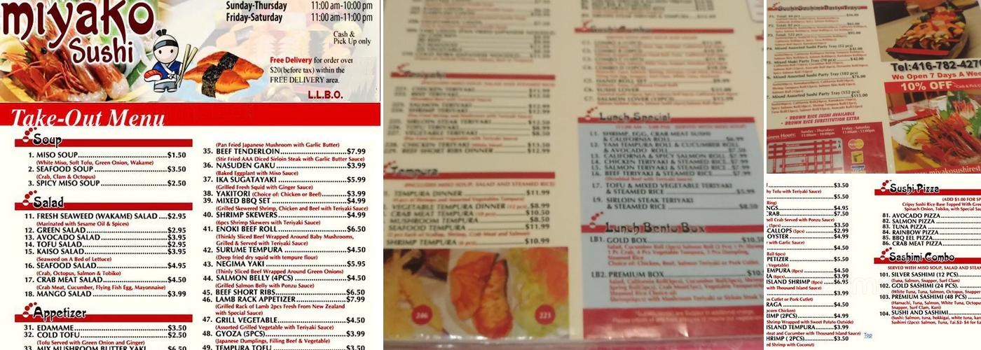 Miyako Sushi Menu