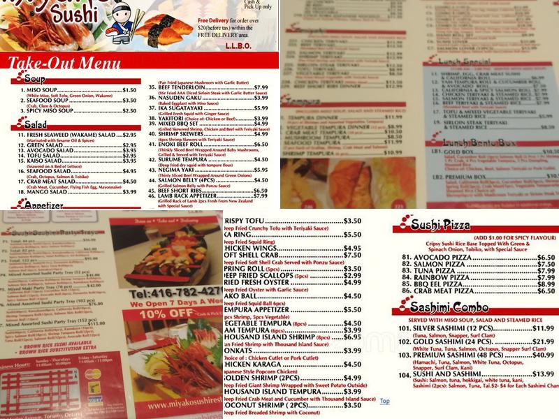 Miyako Sushi Menu