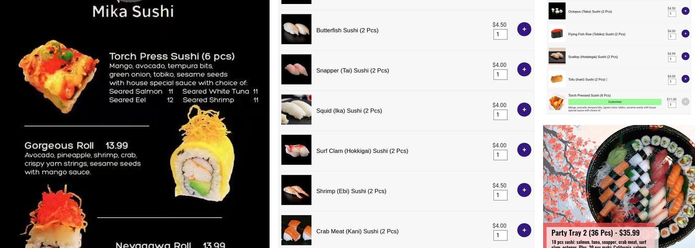 Mika Sushi Menu