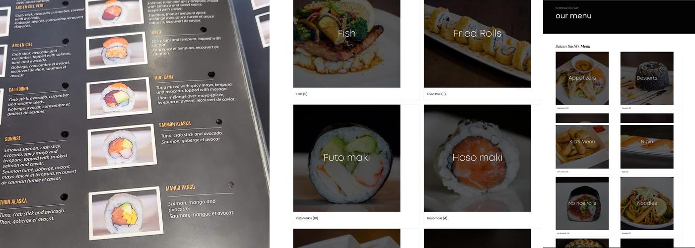 Saizen Sushi Bar Menu