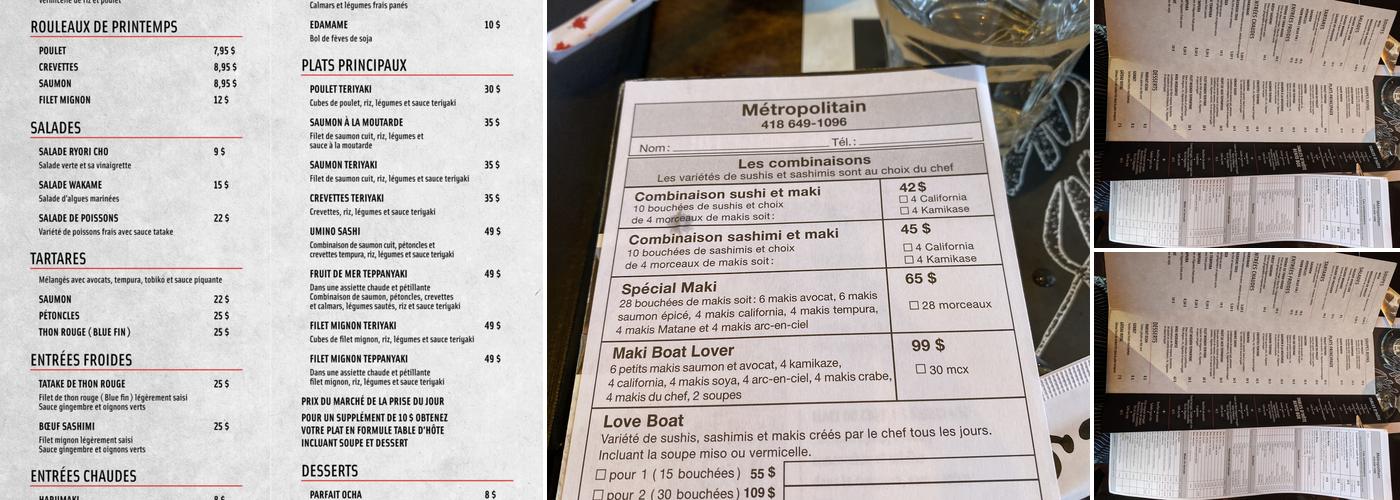 Metropolitain Eddie Menu