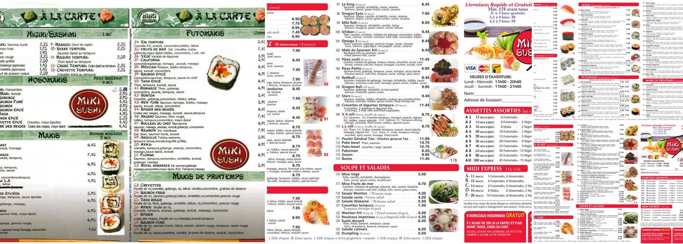Miki Sushi Menu
