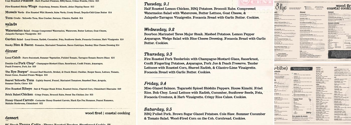 Kiki & Rye Menu