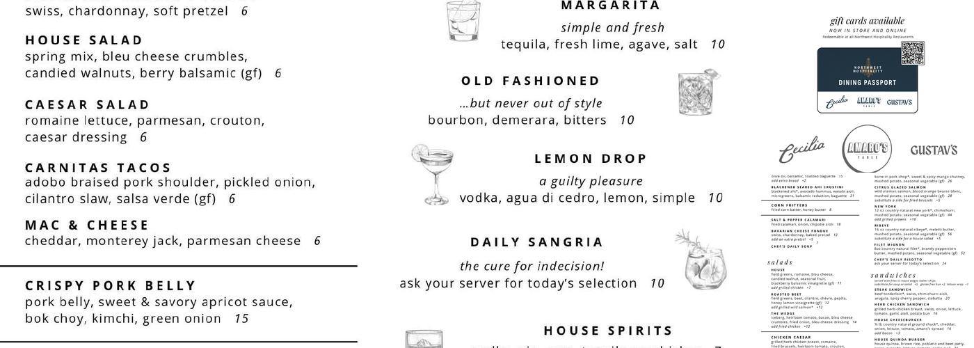Amaro's Table Hazel Dell Menu