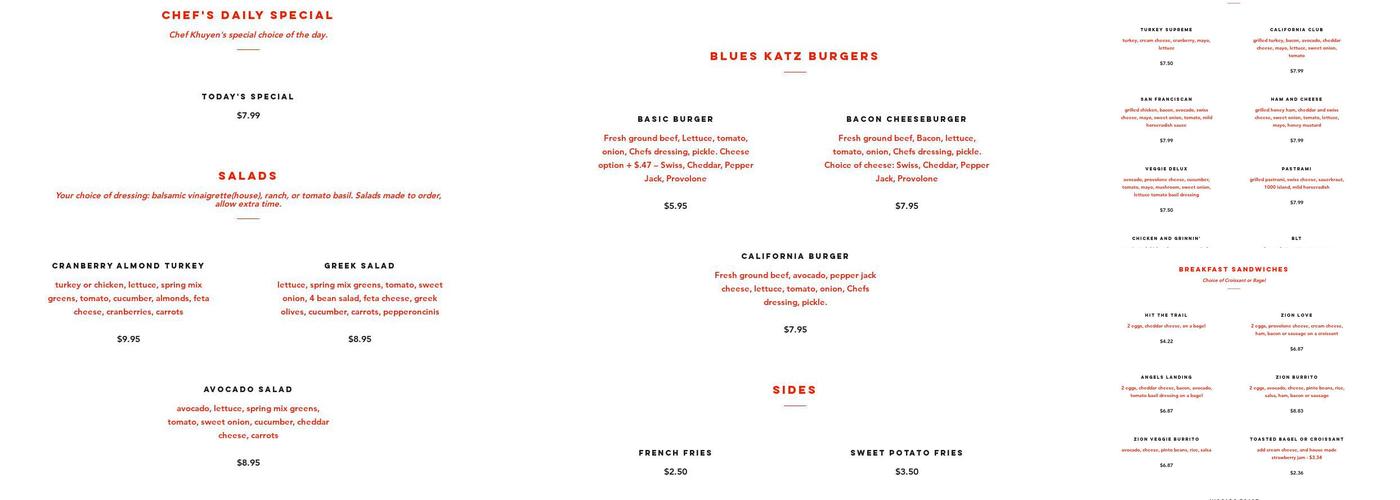 Blues Katz Rock n Roll Grill Menu