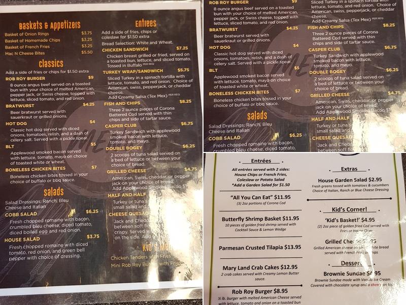 Charlie's 10th Hole Menu