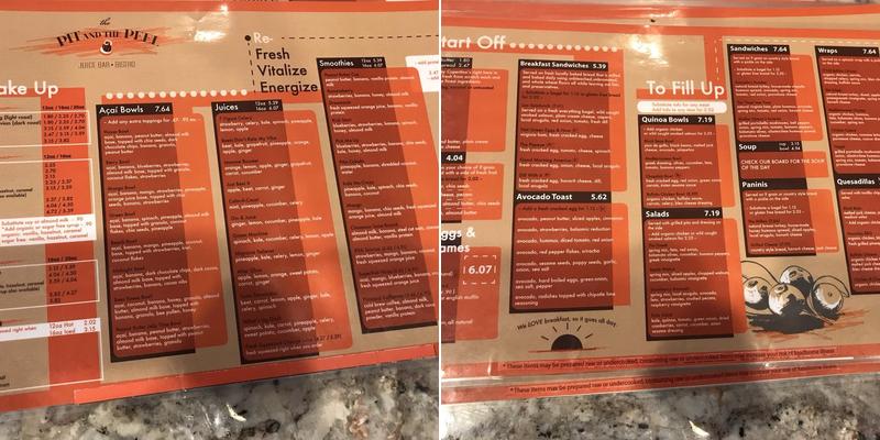 The Pit and The Peel Menu