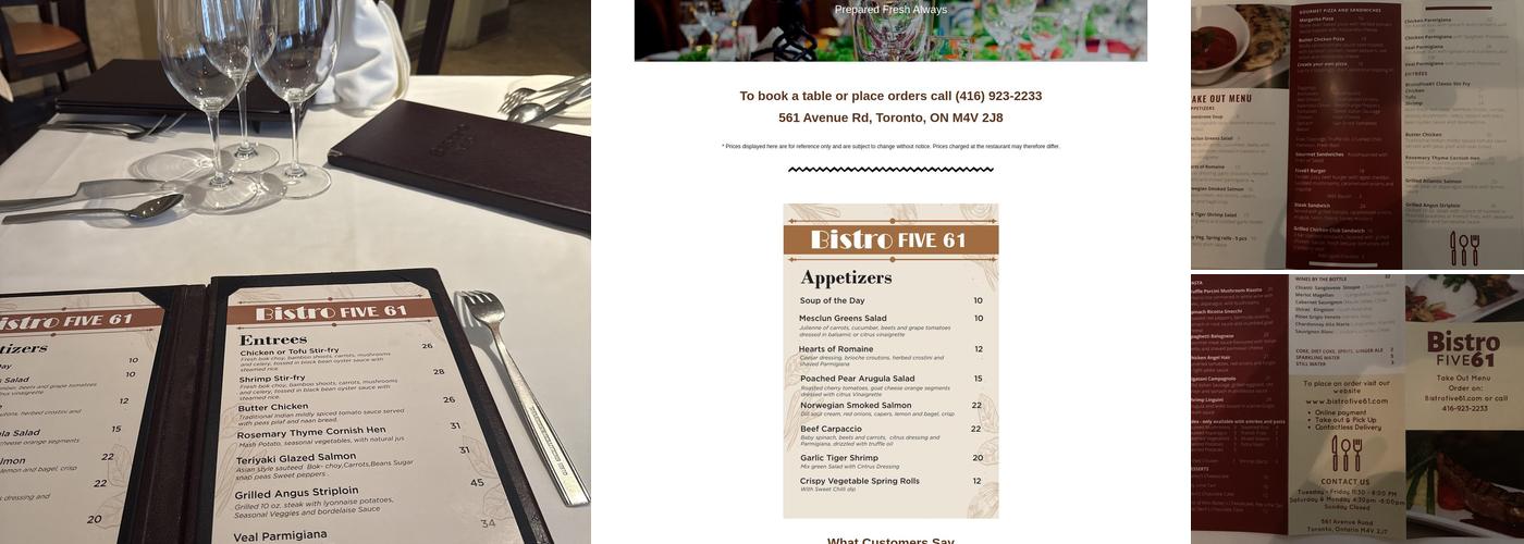 Bistro Five61 Menu