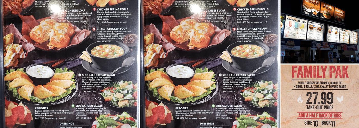 Swiss Chalet Menu