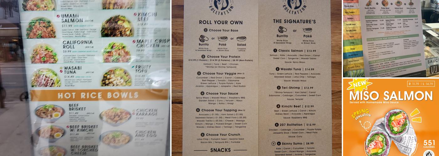 Rolltation - Asian Inspired Kitchen Menu