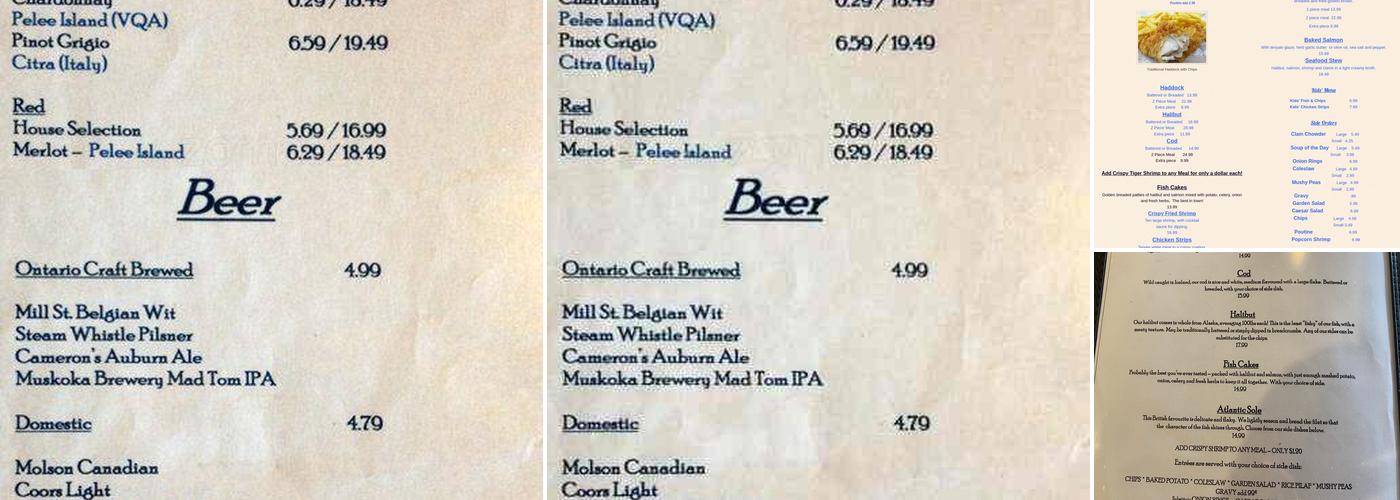 English Bay Fish & Chips Menu