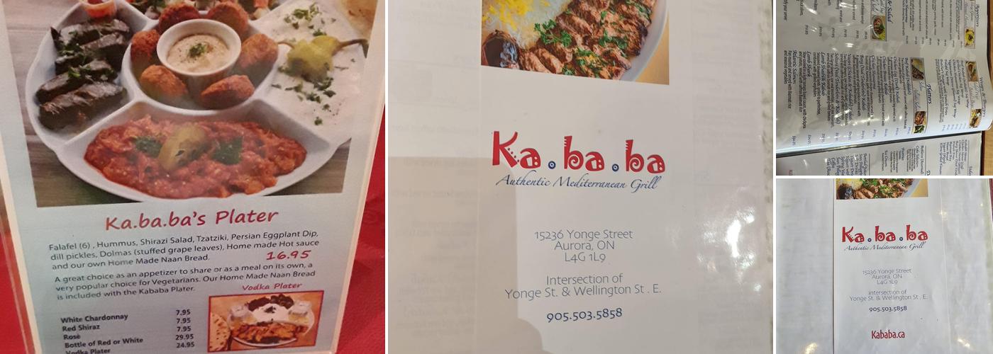 Ka.ba.ba Menu