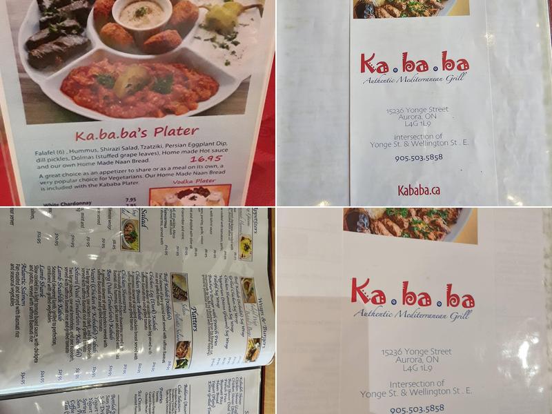 Ka.ba.ba Menu