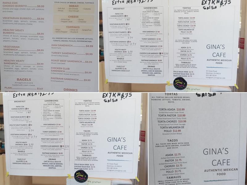 Gina's Café - Oaxaca Mexican Food Menu