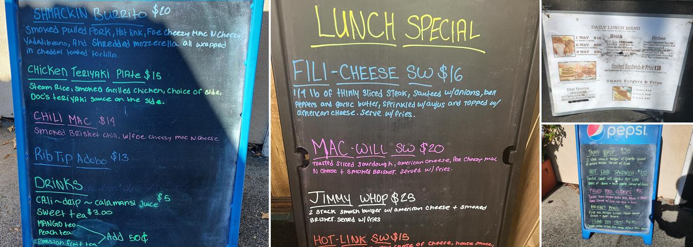 Traballo’s Backyard BBQ Menu