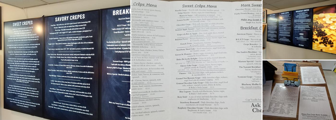 Crepes a la Cart Kitchen Menu