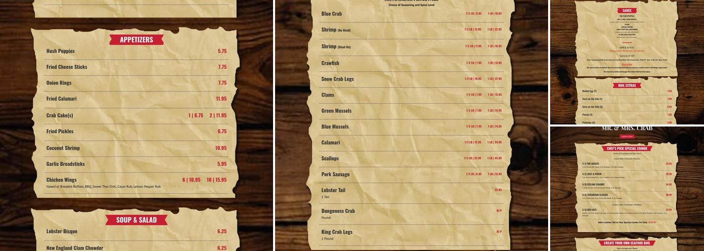 Mr. & Mrs. Crab - OBT Menu