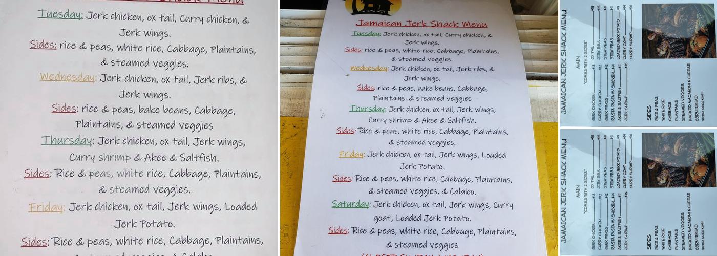 Jamaican Jerk Shack Menu