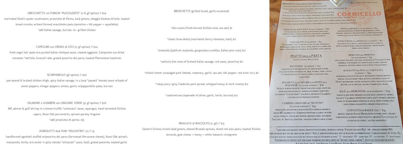Il Cornicello Menu