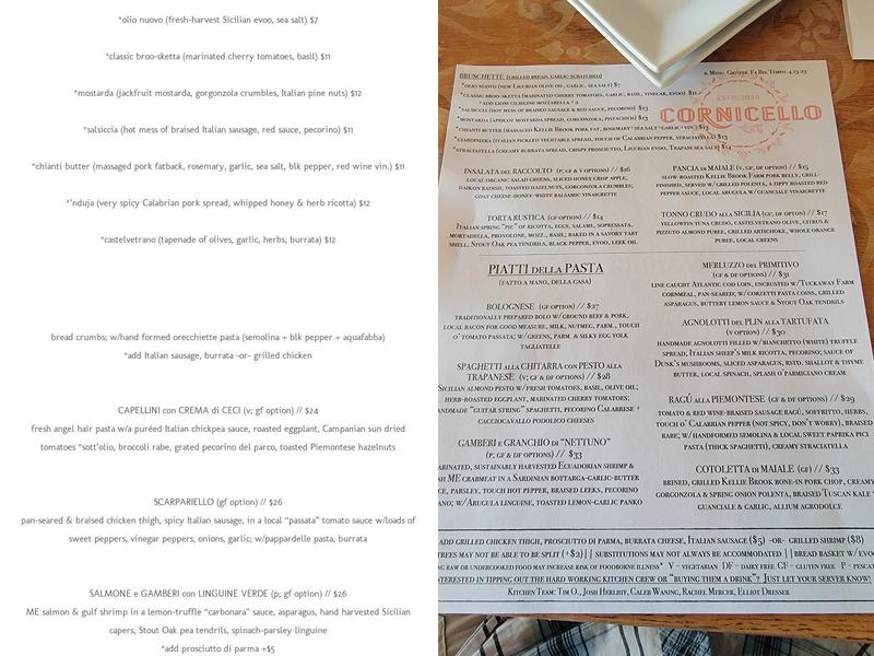 Il Cornicello Menu