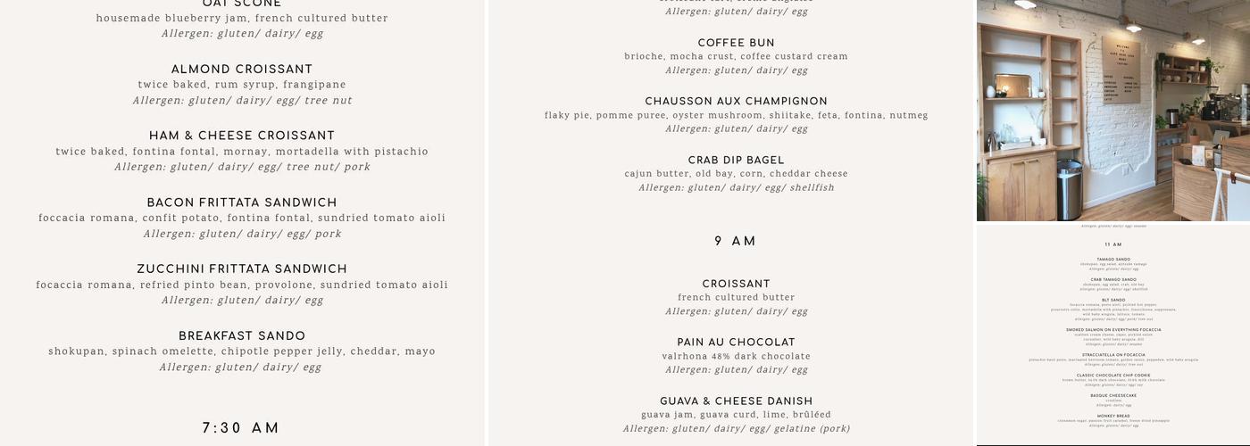 Café Dear Leon Menu