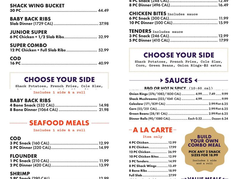 Chicken Shack Bloomfield Hills Menu