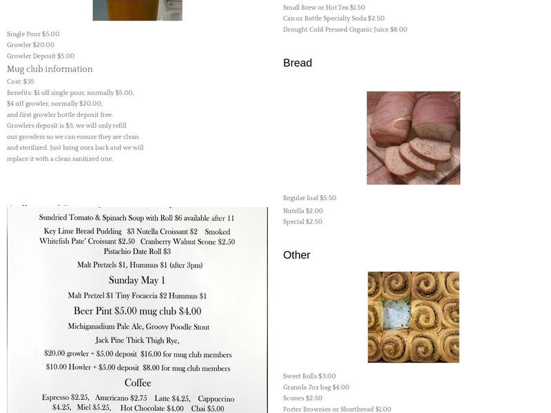 Mi Element Grains and Grounds Menu