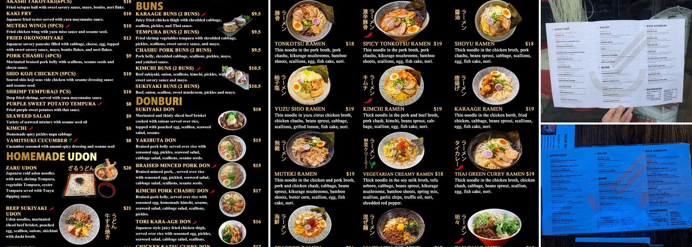Muteki Ramen Menu