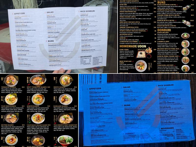 Muteki Ramen Menu