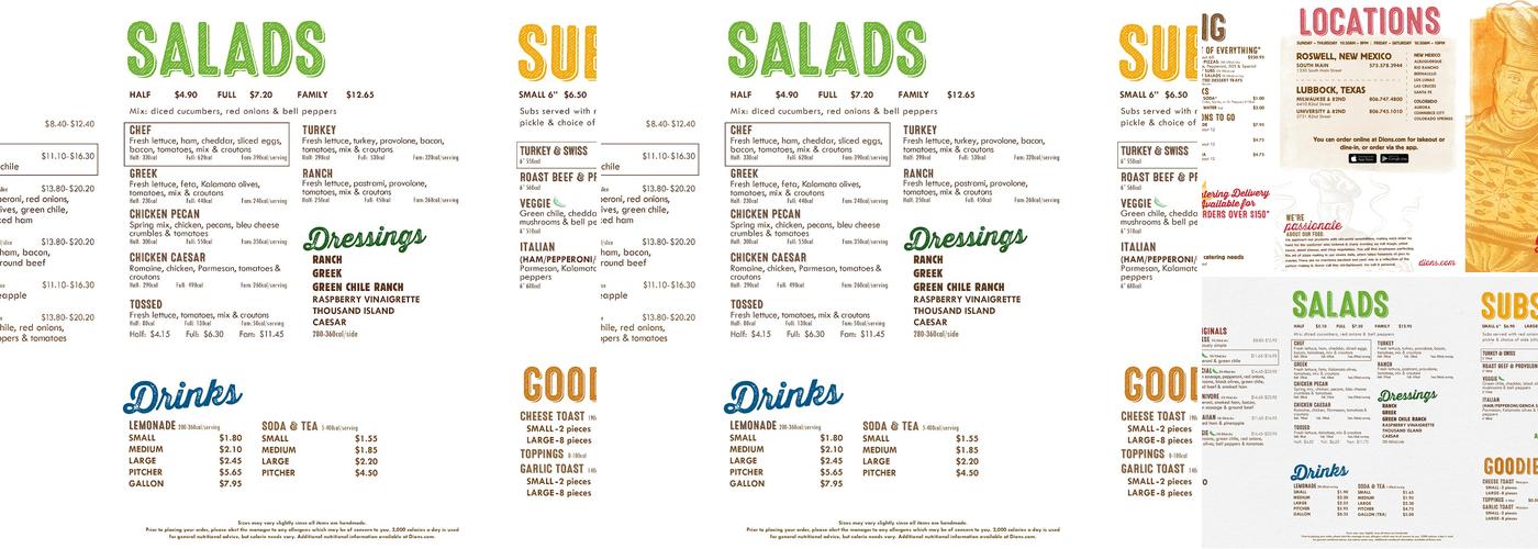 Dion's Pizza Menu