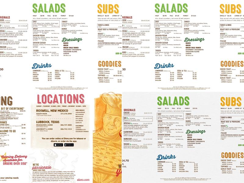 Dion's Pizza Menu