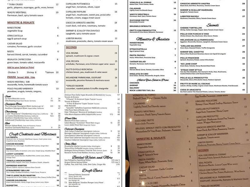 Cibo Trattoria Menu