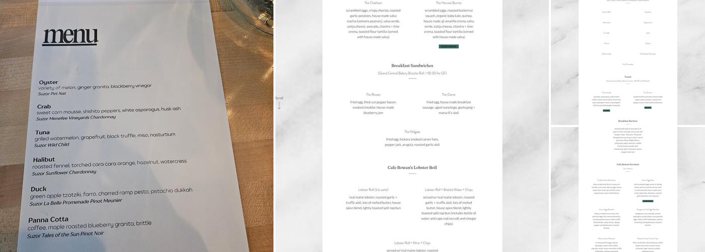 Cafe Rowan Menu