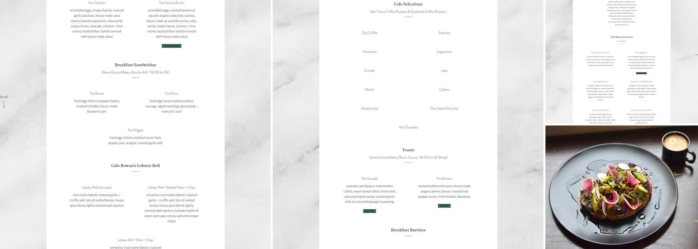 Cafe Rowan Menu