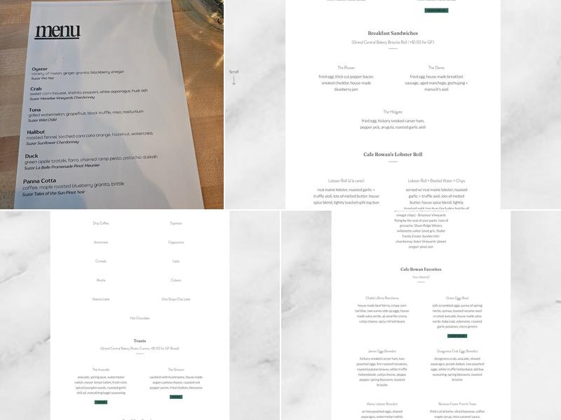 Cafe Rowan Menu